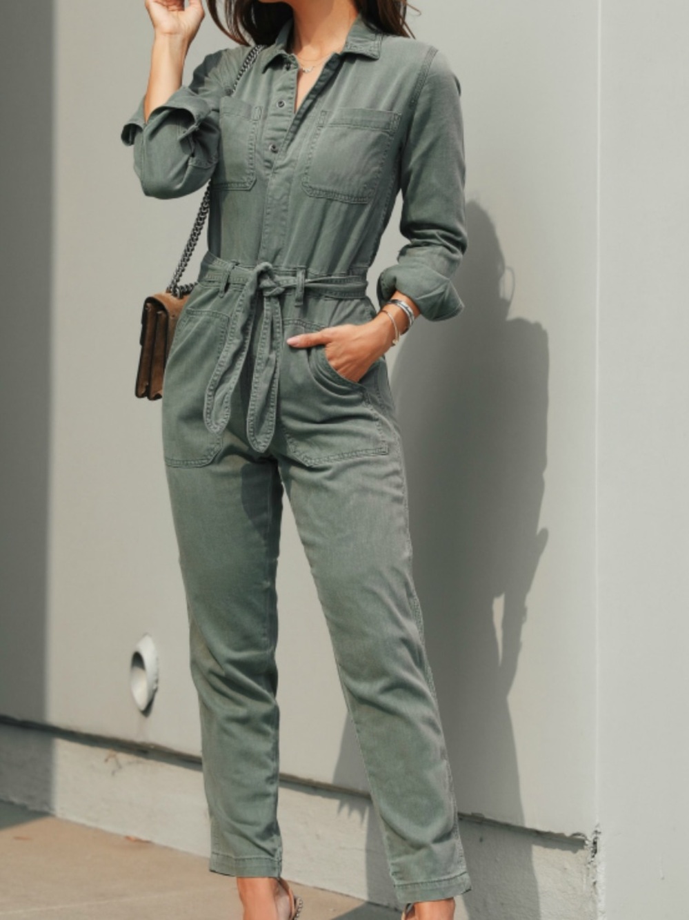 SIX DENIM BRAND Army Green Denim Jumpsuit. Brand New.